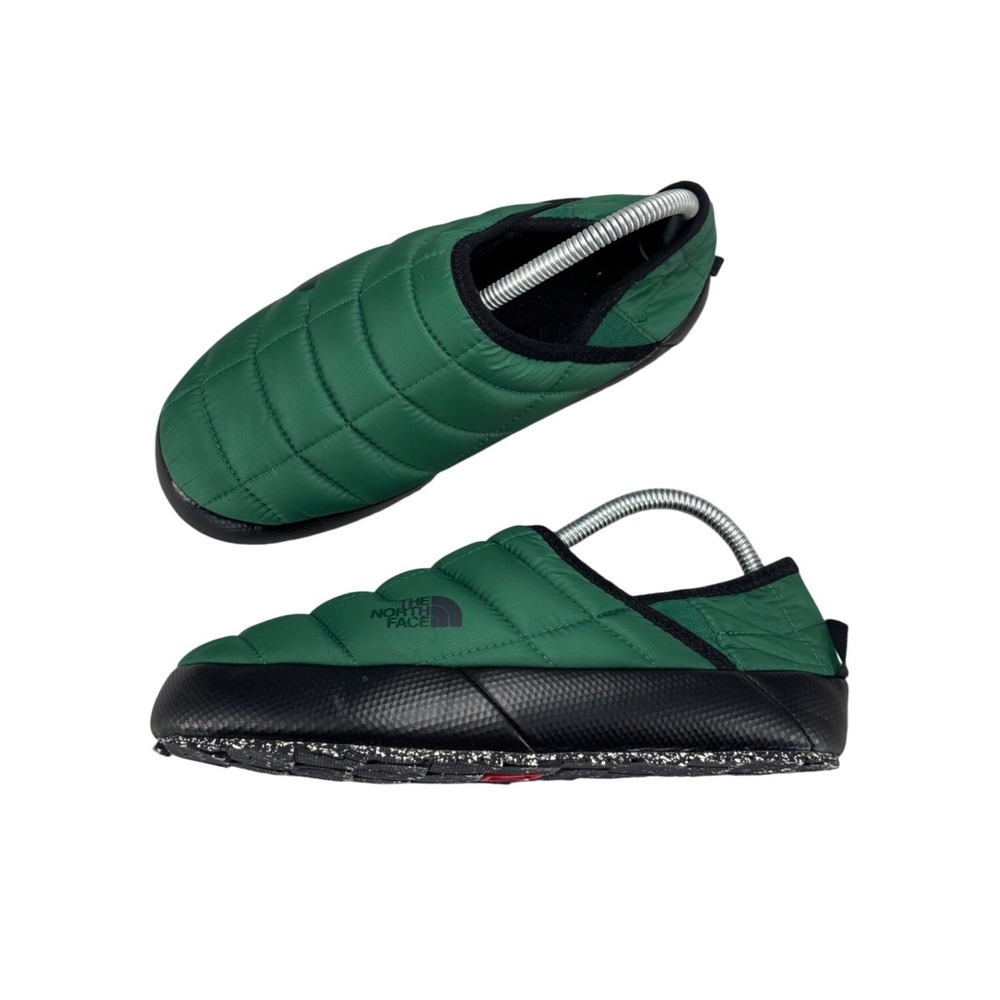 The North Face Thermoball Traction Mule V Green Black Puffy Slippers Womens 7